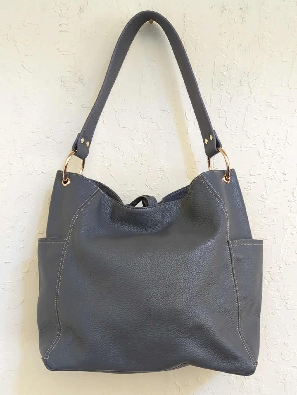 Laggo Gray Julia Leather Tassel Hobo Bag
